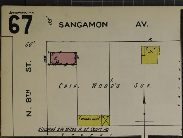 1896 Sanborn Fire Insurance Map showing 2136 N 8th St Springfield Illinois