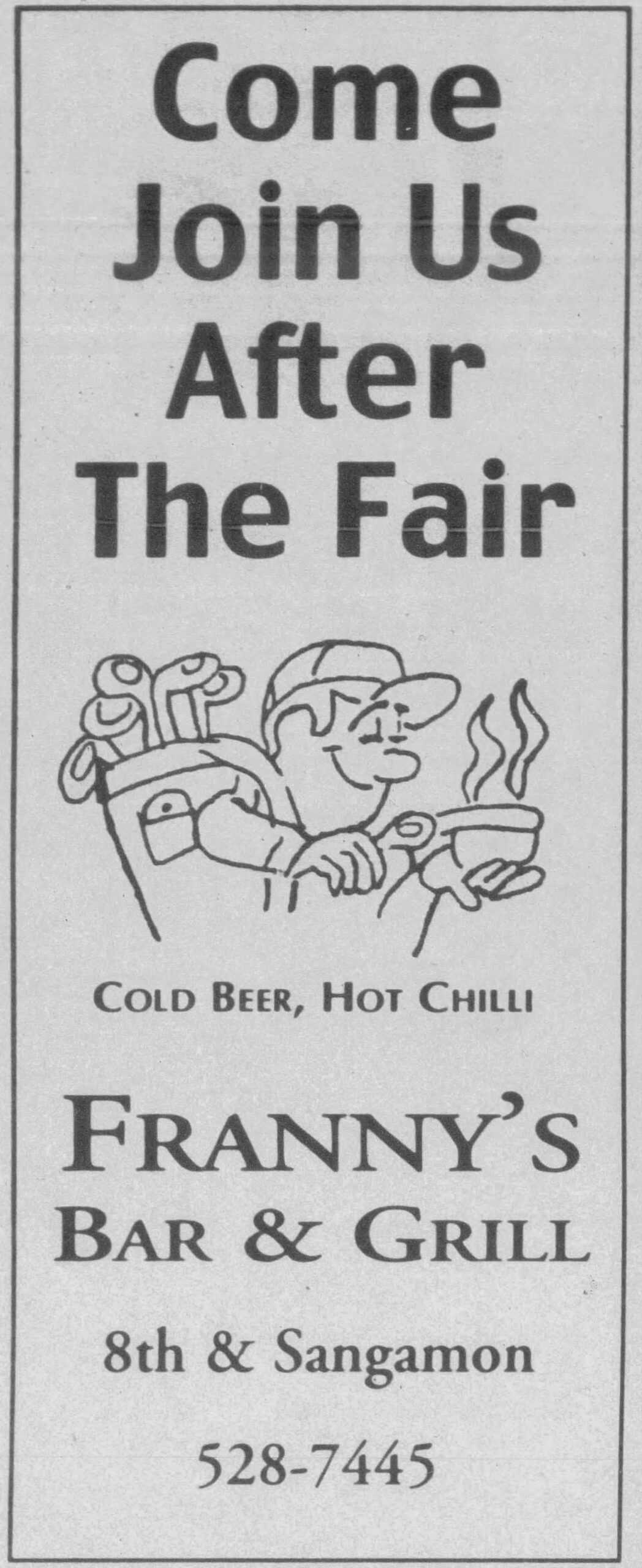 1999 Franny's Bar and Grill Come Join Us After The Fair advertisement